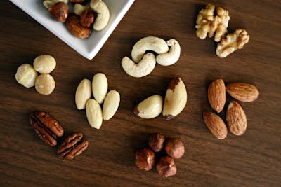 A variety of nuts for mental health stress relief and good mood