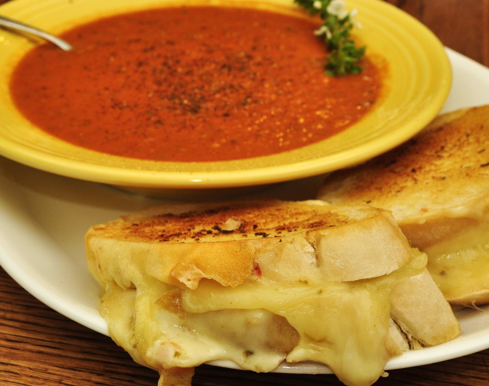 tomato soup with a side of bread